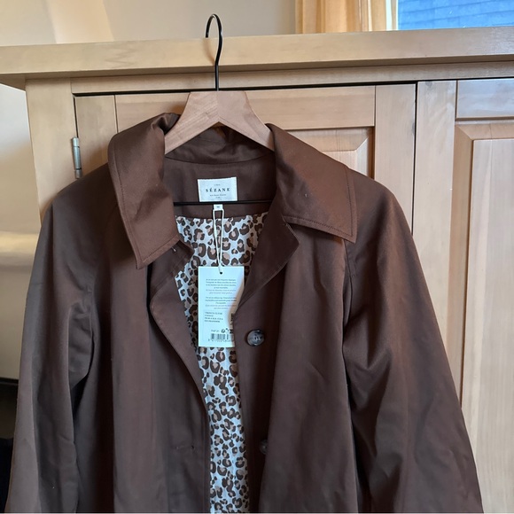 Sezane Brown Coat with Leopard Lining - Picture 6 of 6